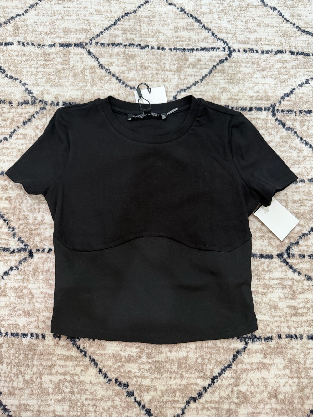 GREY LAB Black Short Sleeve Crop Top